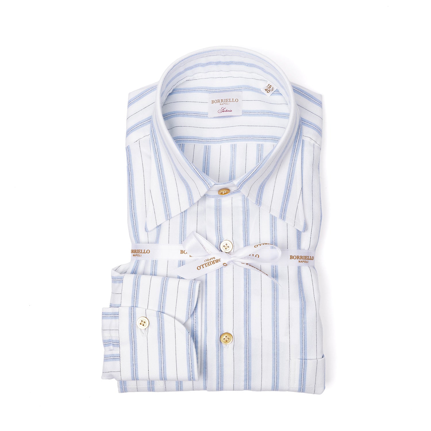 Shirt "Grandi Tasce Soffietto" with Sports Cuff made of pure Cotton - handmade